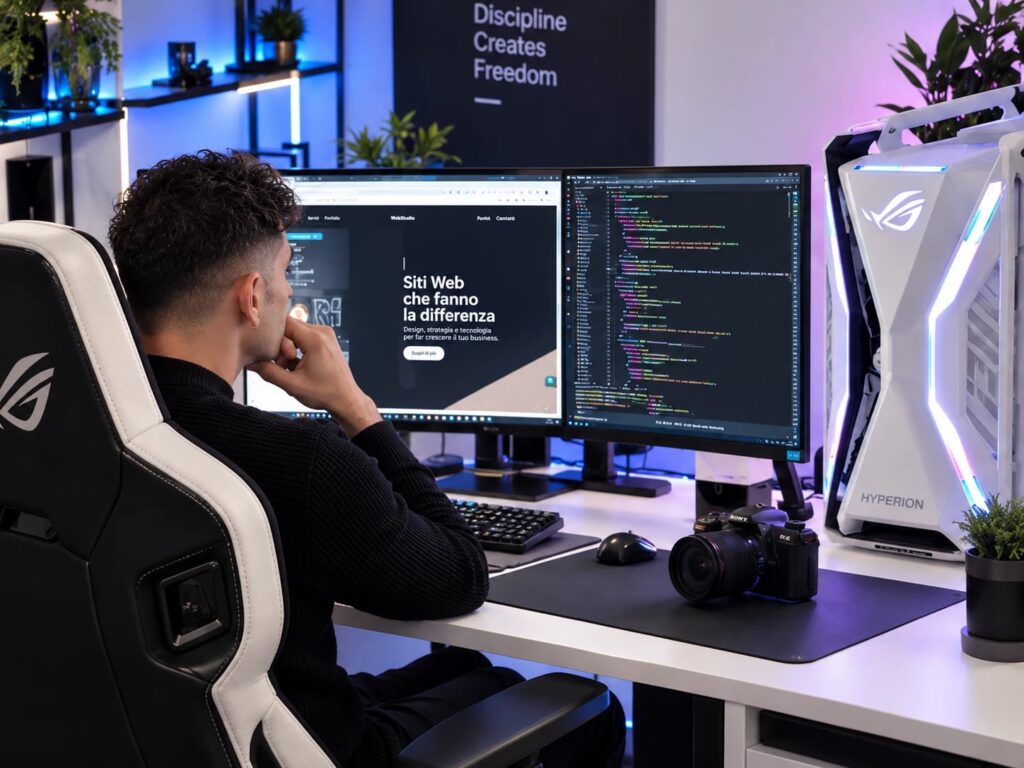 Realizzazione siti web su misura: Marco D'Amico al lavoro su design e codice
